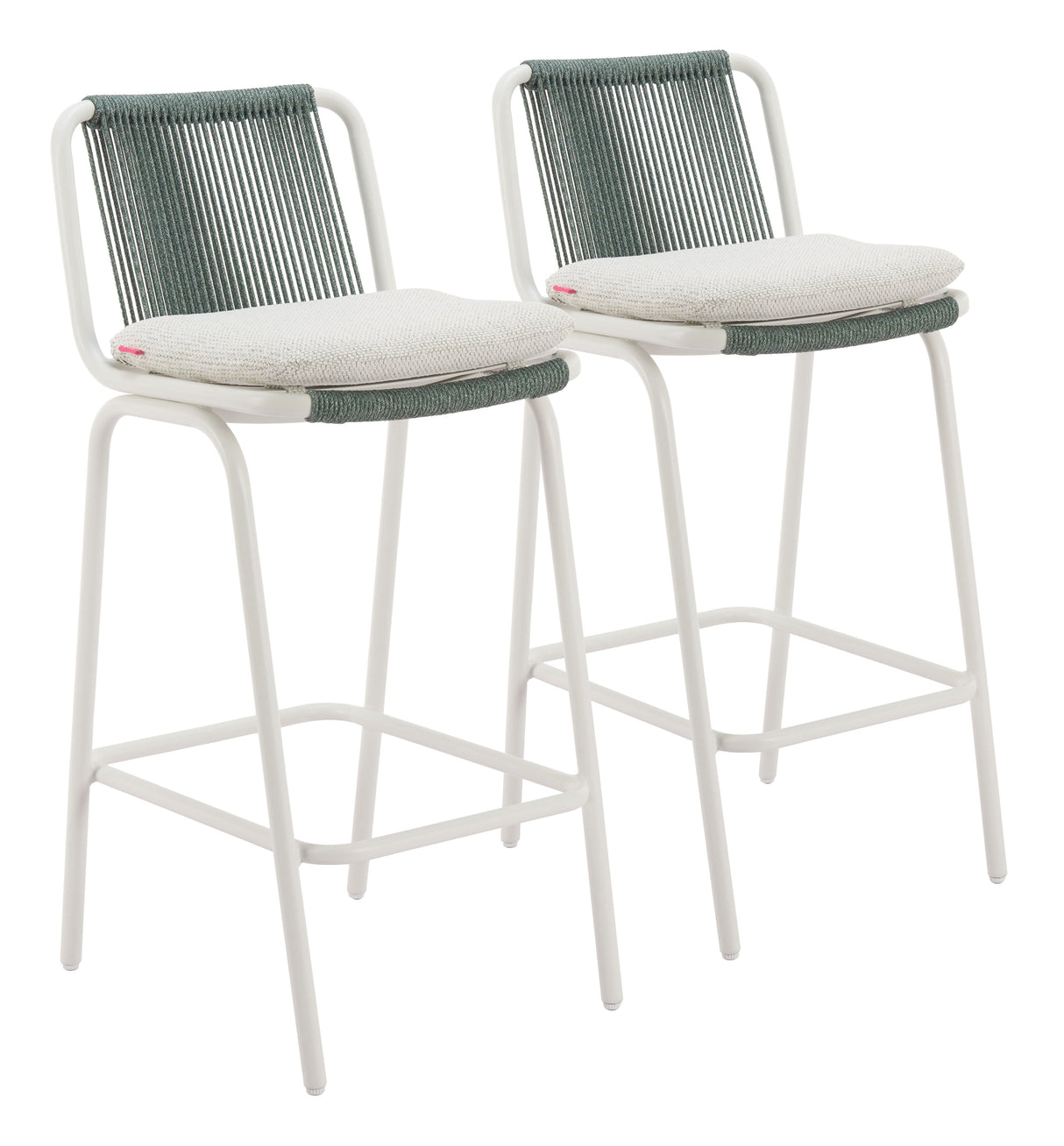Luft White & Green Outdoor Barstool (Set of 2) by Zuomod at Eve Furniture