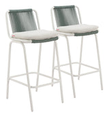 Luft White & Green Outdoor Barstool (Set of 2) by Zuomod at Eve Furniture