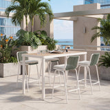 Luft White & Green Outdoor Barstool (Set of 2) by Zuomod at Eve Furniture
