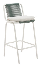 Luft White & Green Outdoor Barstool (Set of 2) by Zuomod at Eve Furniture