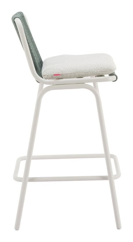 Luft White & Green Outdoor Barstool (Set of 2) by Zuomod at Eve Furniture