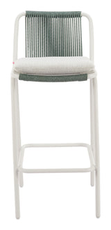 Luft White & Green Outdoor Barstool (Set of 2) by Zuomod at Eve Furniture