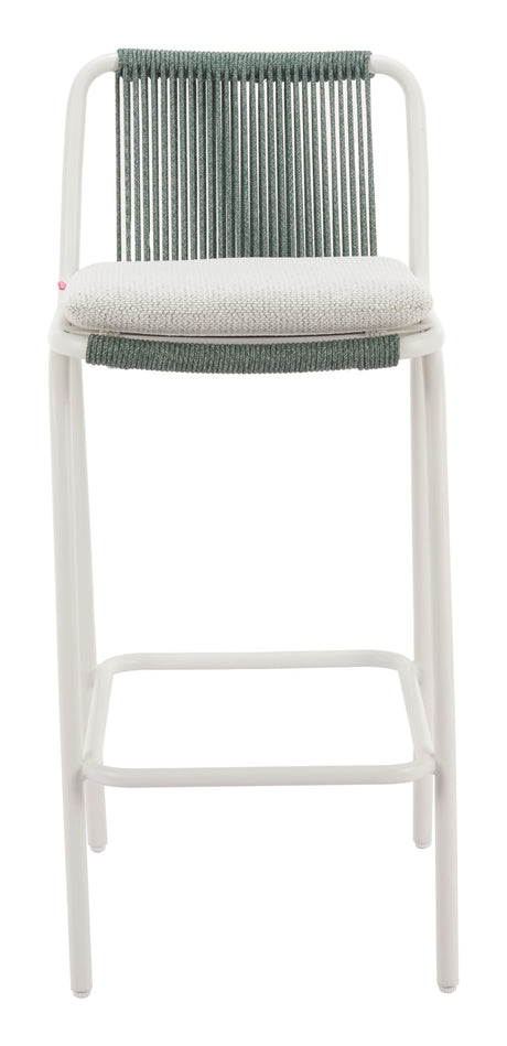 Luft White & Green Outdoor Barstool (Set of 2) by Zuomod at Eve Furniture