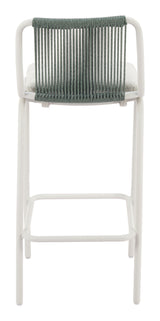 Luft White & Green Outdoor Barstool (Set of 2) by Zuomod at Eve Furniture