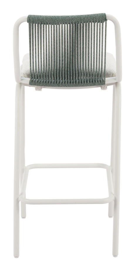 Luft White & Green Outdoor Barstool (Set of 2) by Zuomod at Eve Furniture