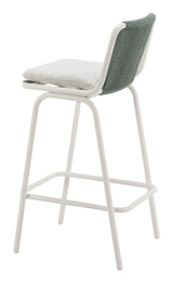 Luft White & Green Outdoor Barstool (Set of 2) by Zuomod at Eve Furniture