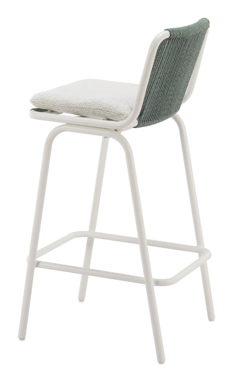 Luft White & Green Outdoor Barstool (Set of 2) by Zuomod at Eve Furniture