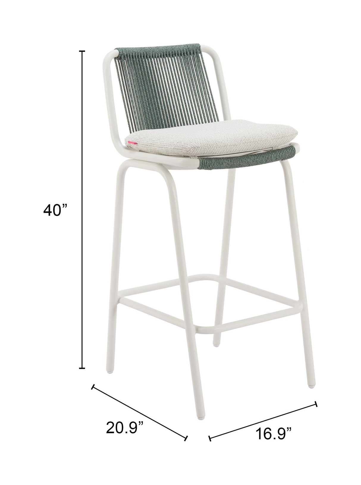 Luft White & Green Outdoor Barstool (Set of 2) by Zuomod at Eve Furniture