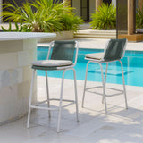 Luft White & Green Outdoor Barstool (Set of 2) by Zuomod at Eve Furniture