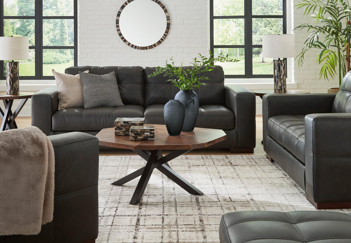 Luigi Thunder Leather Living Room Set by Ashley at Eve Furniture