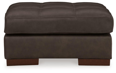Luigi Thunder Leather Ottoman by Ashley at Eve Furniture