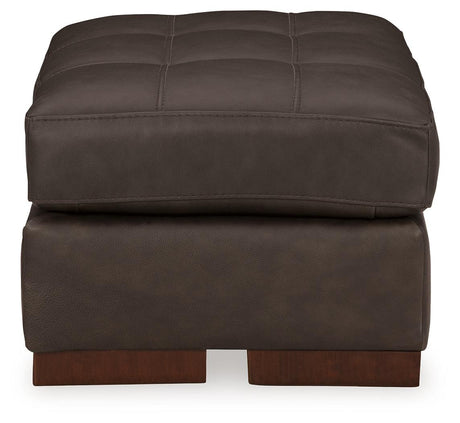 Luigi Thunder Leather Ottoman by Ashley at Eve Furniture