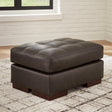 Luigi Thunder Leather Ottoman by Ashley at Eve Furniture