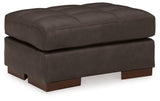 Luigi Thunder Leather Ottoman by Ashley at Eve Furniture