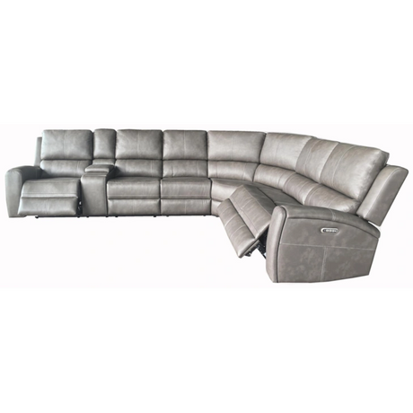 Lumen Charcoal 4-Piece Faux Leather Triple Power Reclining Sectional by Coaster at Eve Furniture