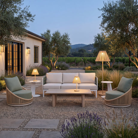 Lumika Beige Solar Table Lamp by Zuomod at Eve Furniture