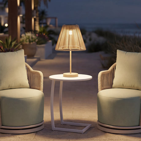 Lumika Beige Solar Table Lamp by Zuomod at Eve Furniture