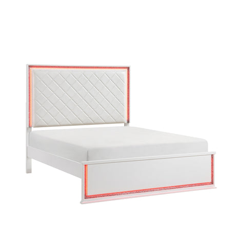Lumin Pearl White LED Panel Bedroom Set by Homelegance at Eve Furniture