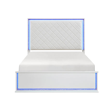 Lumin Pearl White LED Panel California King Bed by Homelegance at Eve Furniture