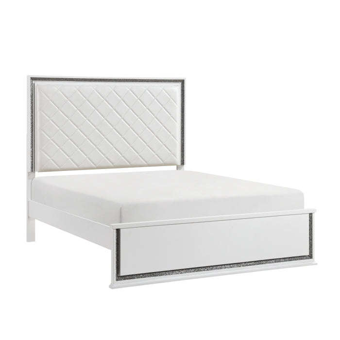 Lumin Pearl White LED Panel King Bed by Homelegance at Eve Furniture