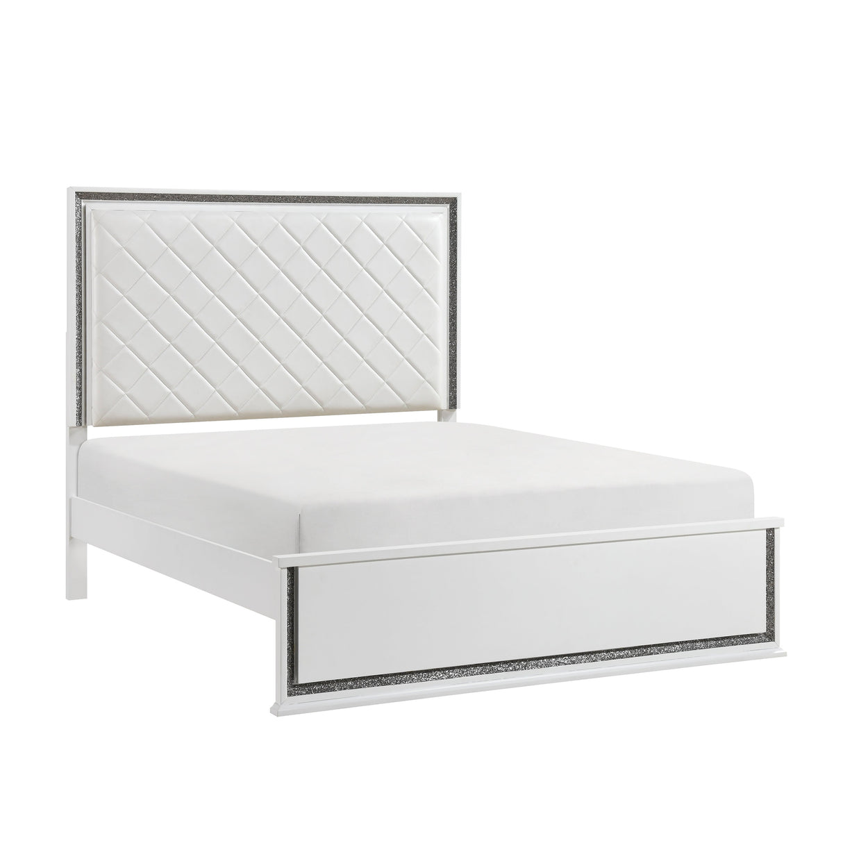 Lumin Pearl White LED Panel King Bed by Homelegance at Eve Furniture
