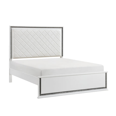 Lumin Pearl White LED Panel King Bed by Homelegance at Eve Furniture