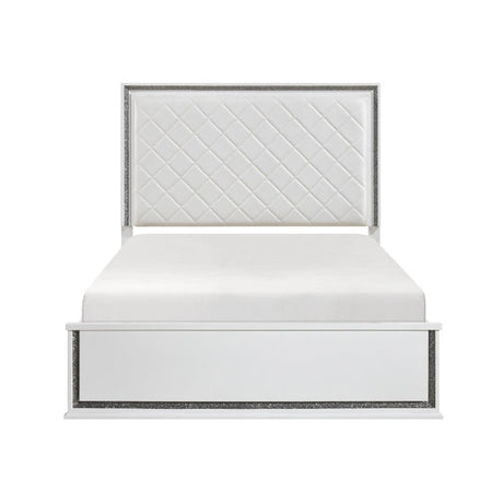 Lumin Pearl White LED Panel King Bed by Homelegance at Eve Furniture