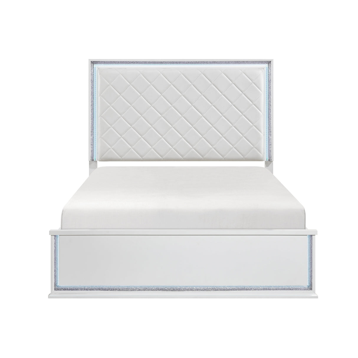 Lumin Pearl White LED Panel King Bed by Homelegance at Eve Furniture