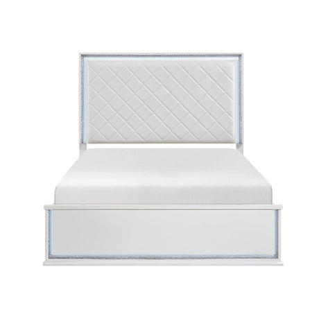 Lumin Pearl White LED Panel King Bed by Homelegance at Eve Furniture