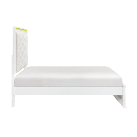 Lumin Pearl White LED Panel King Bed by Homelegance at Eve Furniture