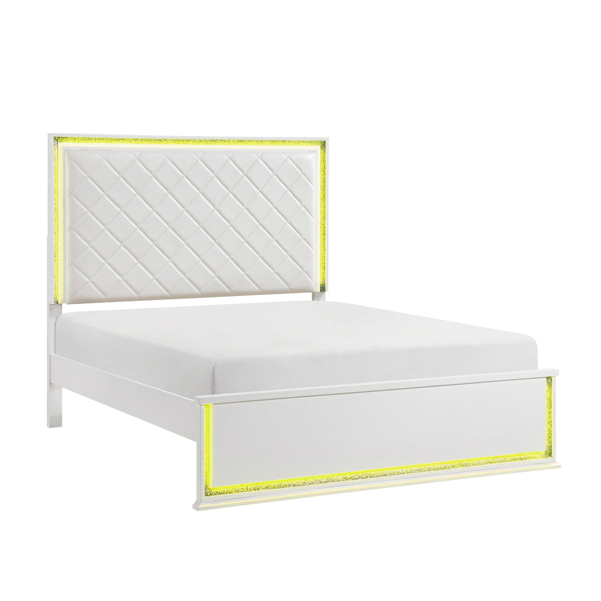 Lumin Pearl White LED Panel King Bed by Homelegance at Eve Furniture