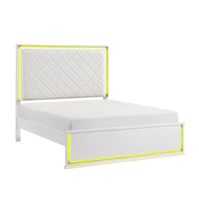 Lumin Pearl White LED Panel King Bed by Homelegance at Eve Furniture