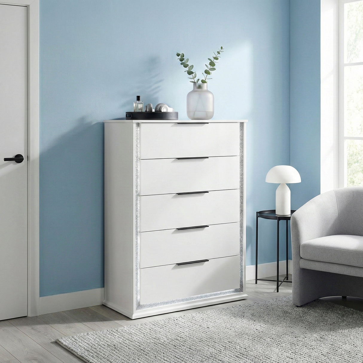 Lumin Pearl White Mirror by Homelegance at Eve Furniture