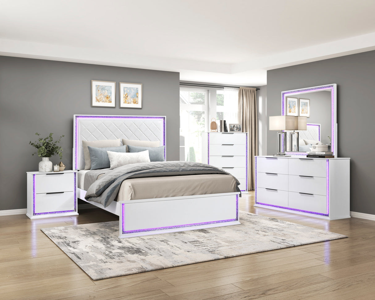 Lumin Pearl White Nightstand by Homelegance at Eve Furniture
