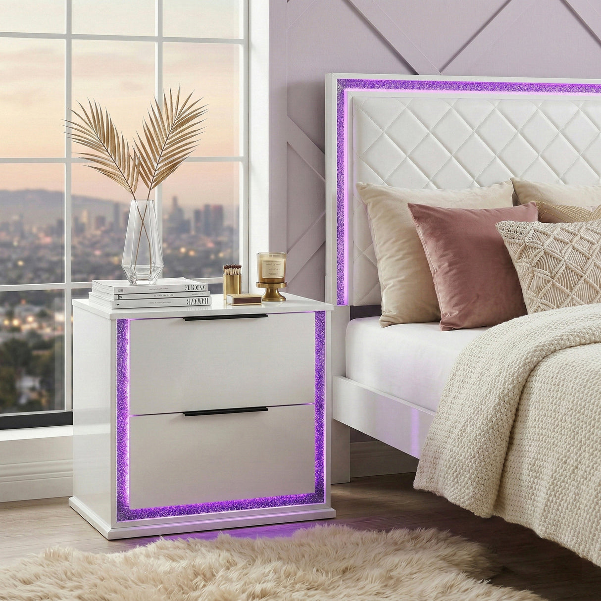 Lumin Pearl White Nightstand by Homelegance at Eve Furniture