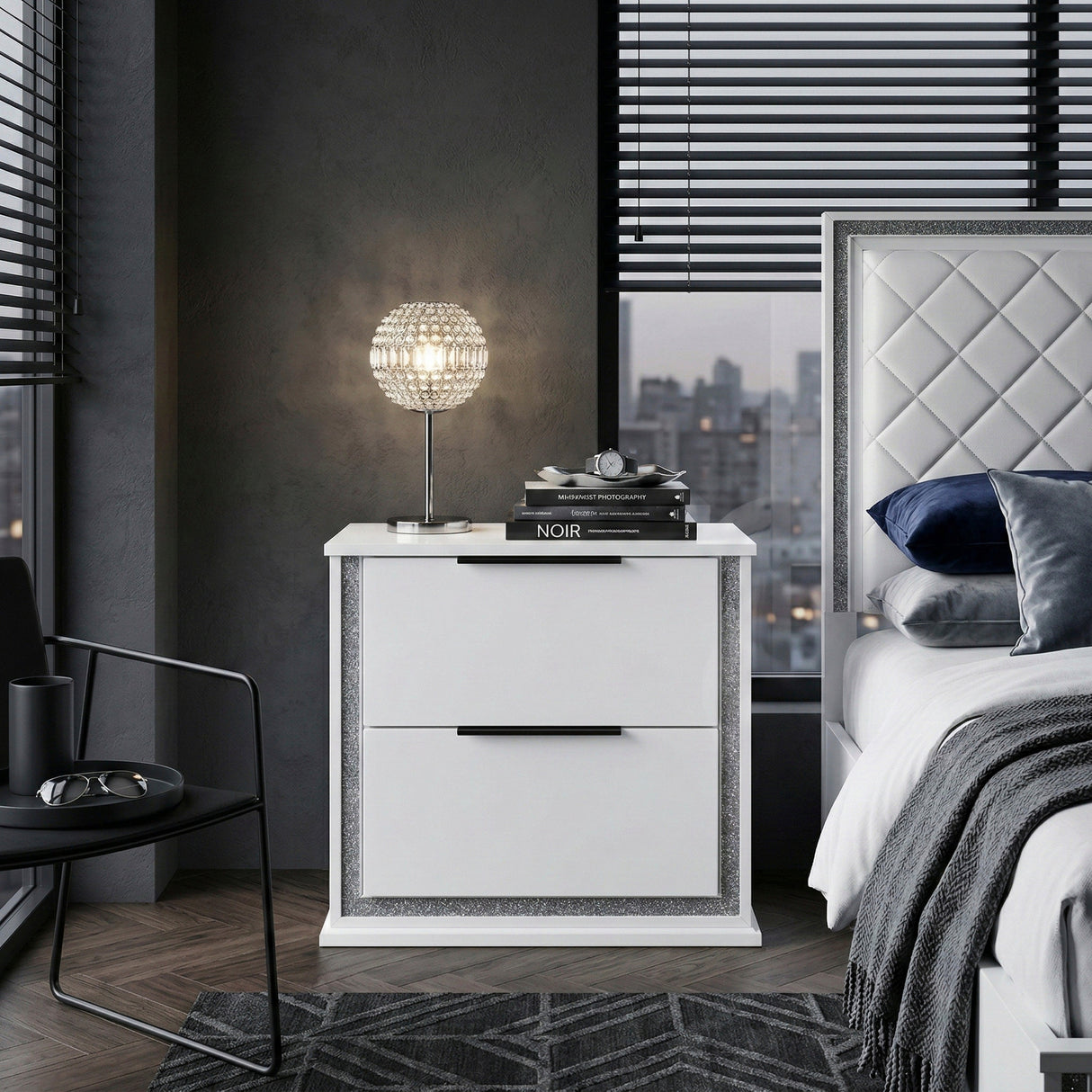 Lumin Pearl White Nightstand by Homelegance at Eve Furniture