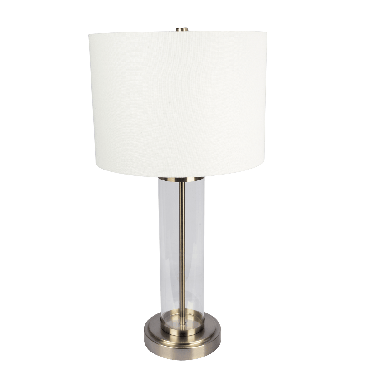 Luna Brushed Nickel Table Lamp with On/Off Switch Clear Glass Body  Metal Base