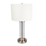 Luna Brushed Nickel Table Lamp with On/Off Switch Clear Glass Body  Metal Base