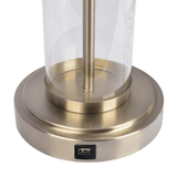 Luna Brushed Nickel Table Lamp with On/Off Switch Clear Glass Body  Metal Base