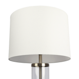 Luna Brushed Nickel Table Lamp with On/Off Switch Clear Glass Body Metal Base by Ashcroft Furniture at Eve Furniture