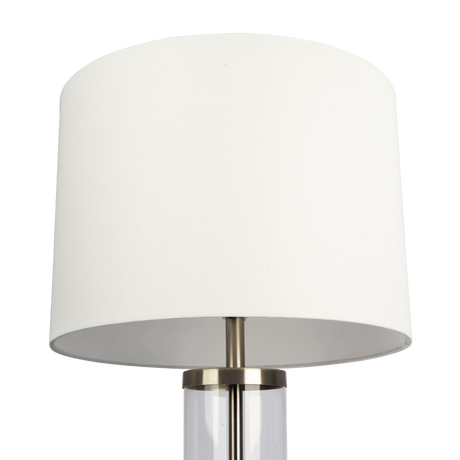 Luna Brushed Nickel Table Lamp with On/Off Switch Clear Glass Body Metal Base by Ashcroft Furniture at Eve Furniture