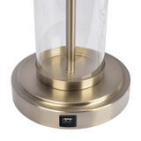 Luna Brushed Nickel Table Lamp with On/Off Switch Clear Glass Body Metal Base by Ashcroft Furniture at Eve Furniture