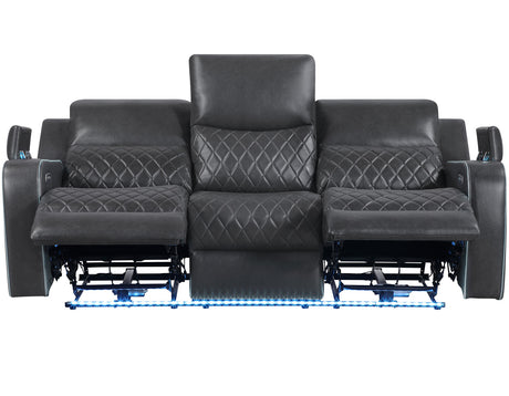 Luna Charcoal Vegan Leather 3-Piece Home Cinema Power Reclining Set by Steve Silver at Eve Furniture