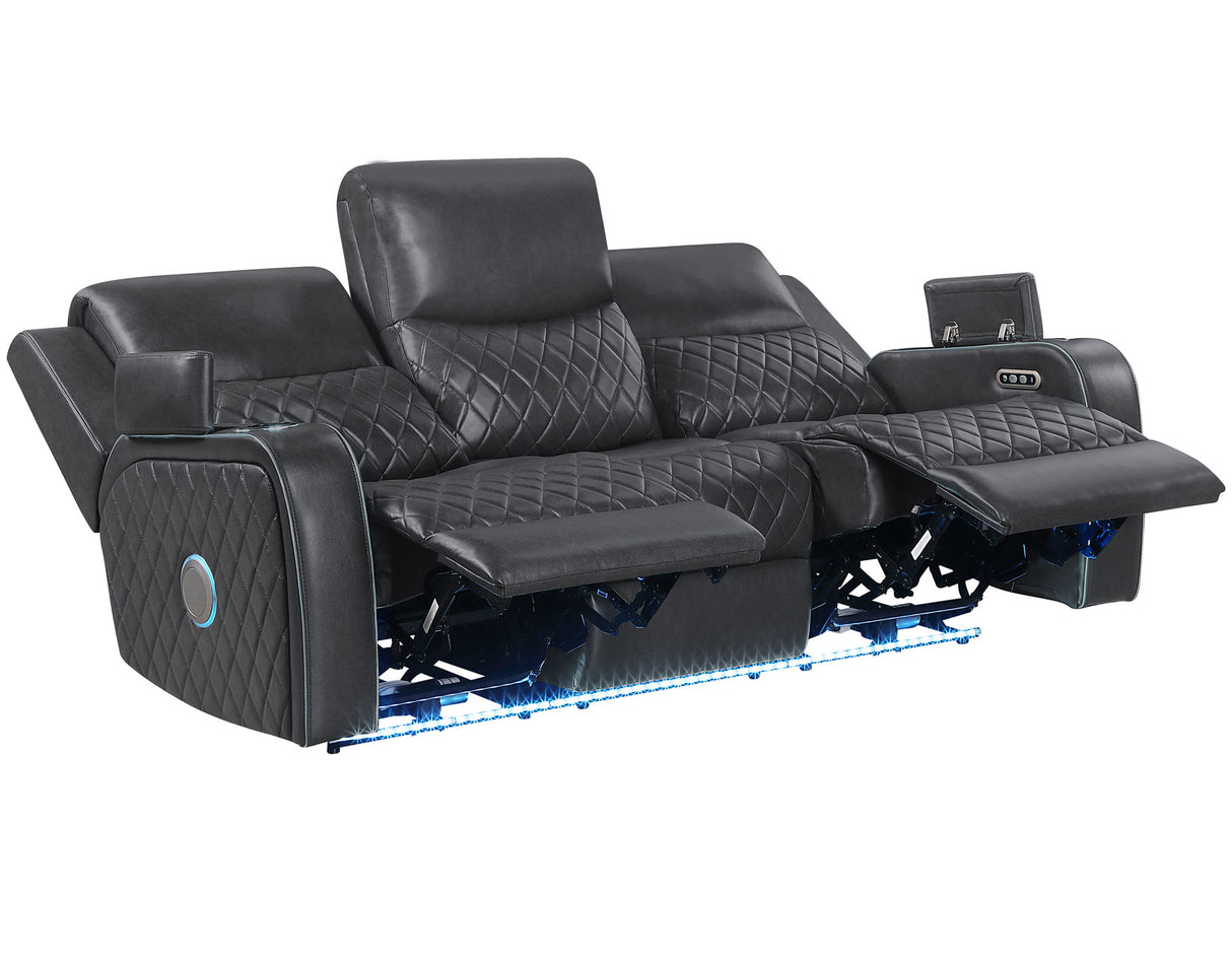 Luna Charcoal Vegan Leather 3-Piece Home Cinema Power Reclining Set by Steve Silver at Eve Furniture