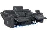 Luna Charcoal Vegan Leather 3-Piece Home Cinema Power Reclining Set by Steve Silver at Eve Furniture
