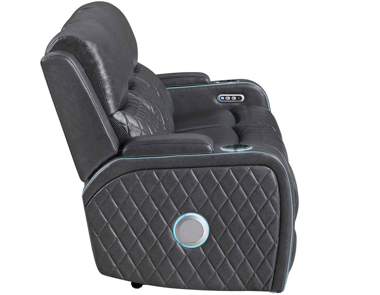 Luna Charcoal Vegan Leather 3-Piece Home Cinema Power Reclining Set by Steve Silver at Eve Furniture