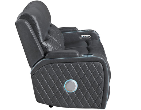 Luna Charcoal Vegan Leather 3-Piece Home Cinema Power Reclining Set by Steve Silver at Eve Furniture