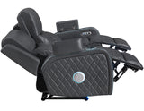 Luna Charcoal Vegan Leather 3-Piece Home Cinema Power Reclining Set by Steve Silver at Eve Furniture