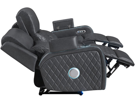 Luna Charcoal Vegan Leather 3-Piece Home Cinema Power Reclining Set by Steve Silver at Eve Furniture