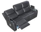 Luna Charcoal Vegan Leather 3-Piece Home Cinema Power Reclining Set by Steve Silver at Eve Furniture